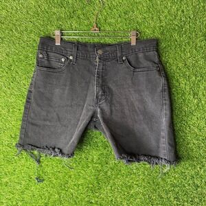 Levi's 511 Denim Shorts Men's 32 Black Cut‎ Off Frayed Hem Slim Fit Y2K Style